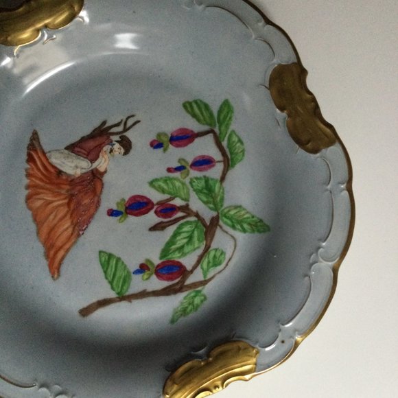 Vintage 1967 Schwarzenhammer Bavaria Germany 13” Cabinet Plate hand painted gold - Picture 5 of 7